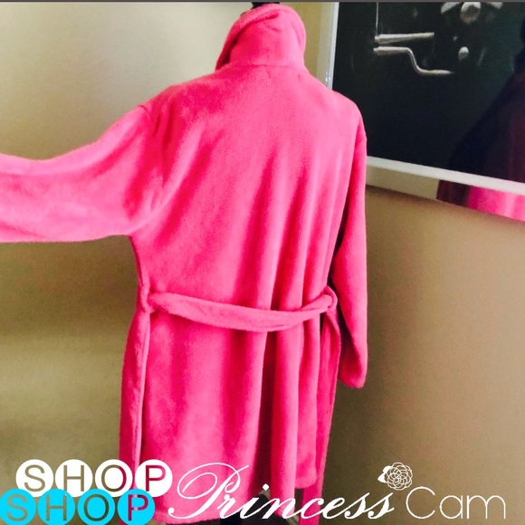 💖CYPRESS Women Cozy Fleece Wrap Hot Pink Robe SzM - Picture 6 of 8